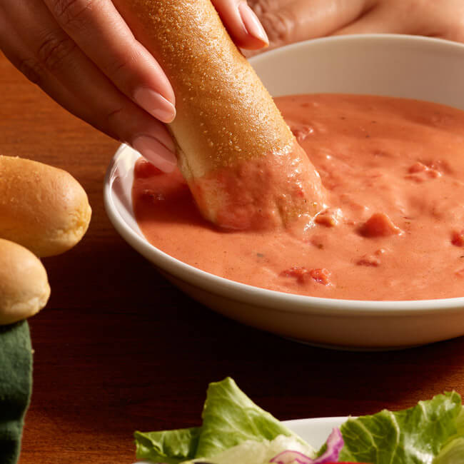 soup and breadsticks